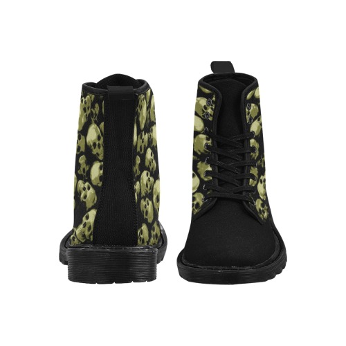 SKULLS - GOLD Martin Boots for Women (Black) (Model 1203H)