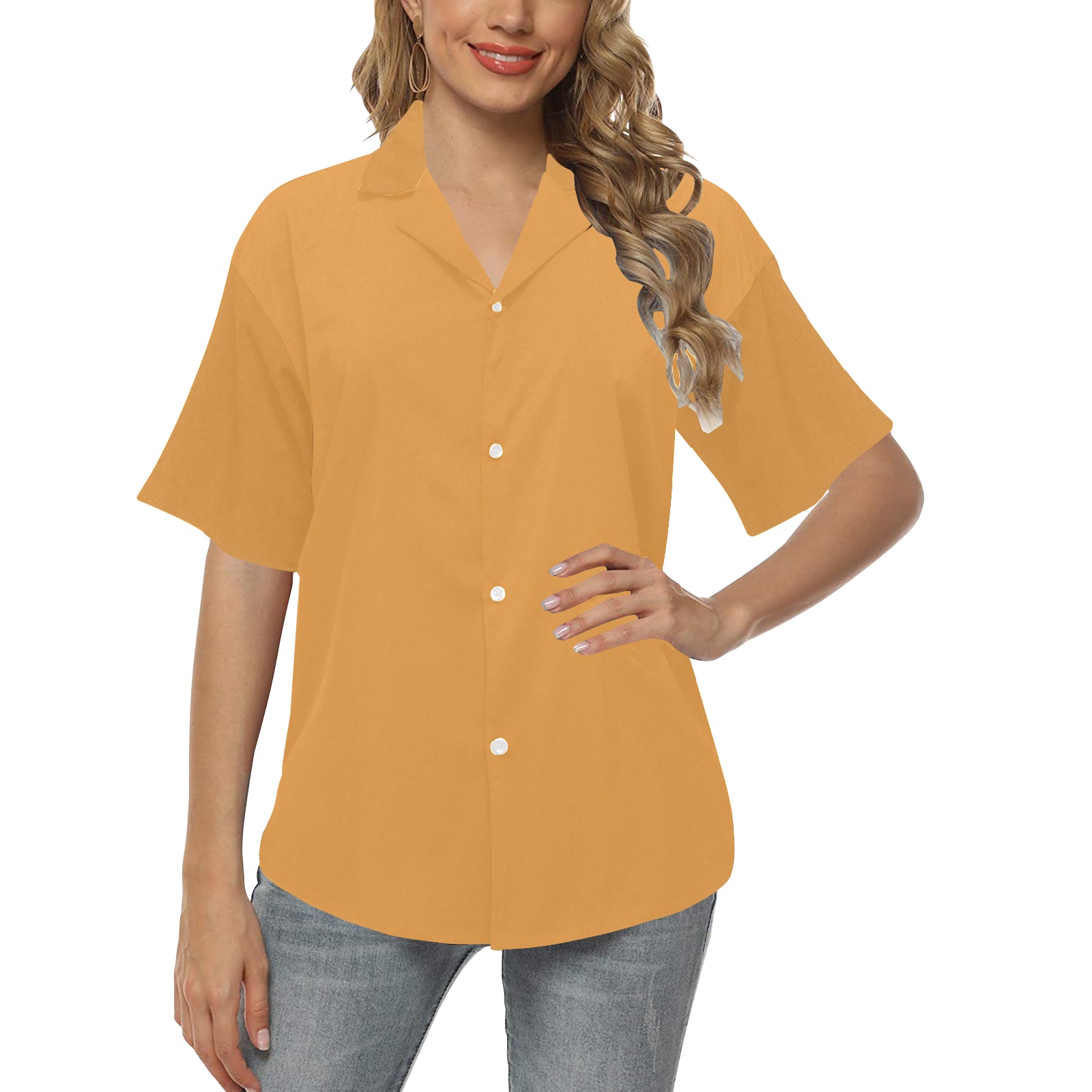 color butterscotch All Over Print Hawaiian Shirt for Women (Model T58)
