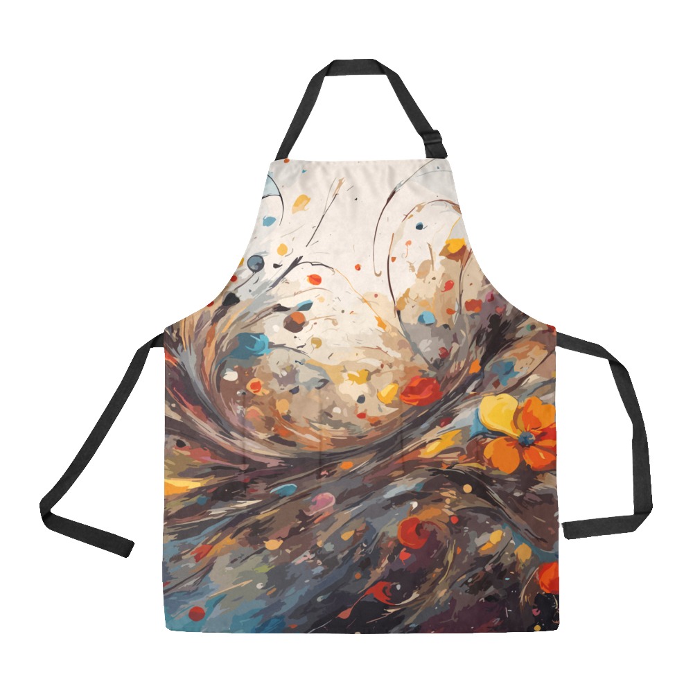 Charming abstract art of flowers and oil paint. All Over Print Apron ...
