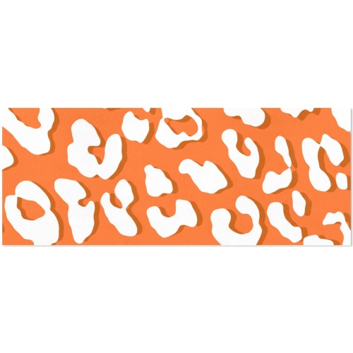 White Leopard Print Orange Gift Wrapping Paper 58"x 23" (1 Roll)