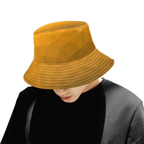 Orange gradient geometric mesh pattern All Over Print Bucket Hat for Men