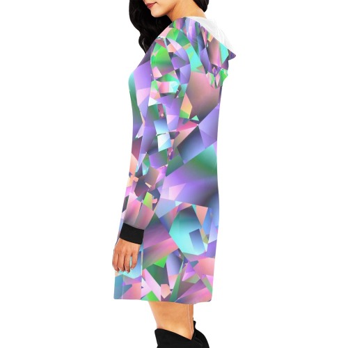 Scattered Pastel Fragments Abstract All Over Print Hoodie Mini Dress (Model H27)