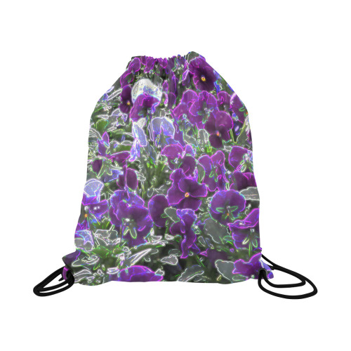 Field Of Purple Flowers 8420 Large Drawstring Bag Model 1604 (Twin Sides)  16.5"(W) * 19.3"(H)
