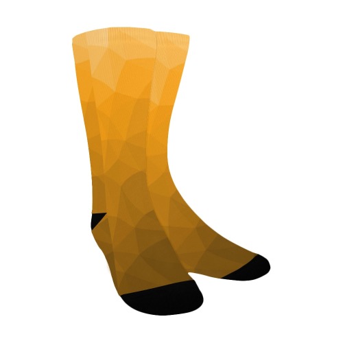 Orange gradient geometric mesh pattern Women's Custom Socks