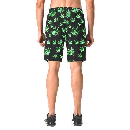 pot neon weed Men's All Over Print Elastic Beach Shorts (Model L20)