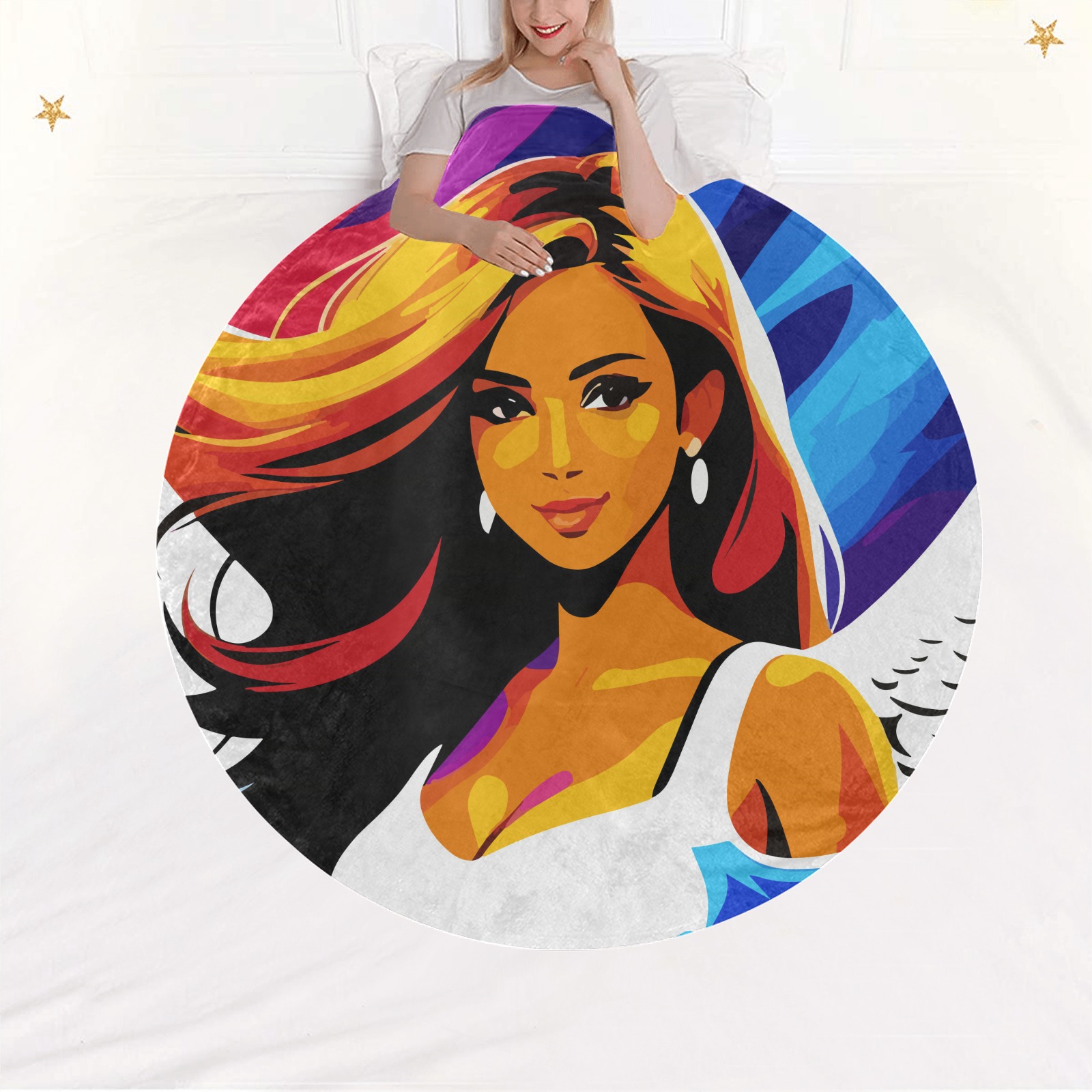 Mandalla_Awd35160  Circular Micro Fleece Blanket 60