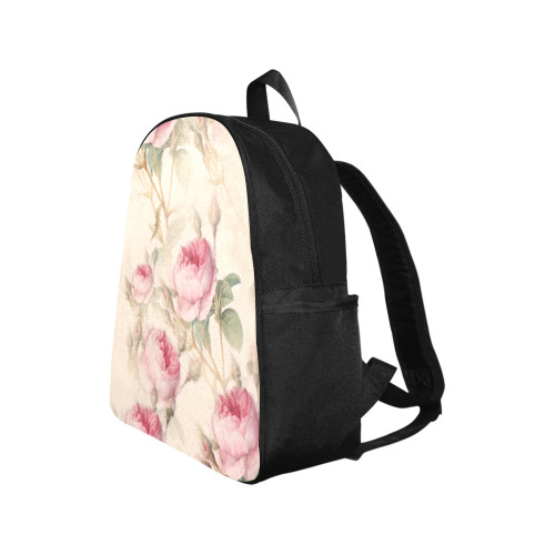 Vintage Pink Rose Garden Pattern Multi-Pocket Fabric Backpack (Model 1684)