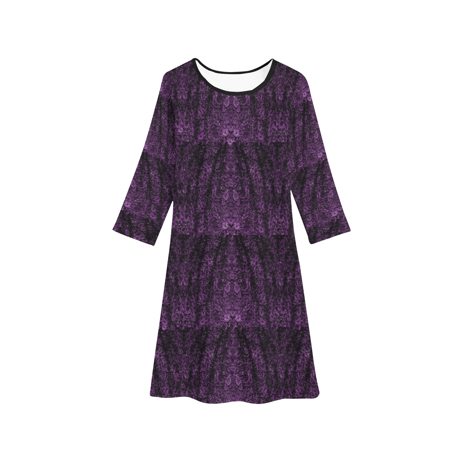 dark purple roses Girls' Long Sleeve Dress (Model D59)