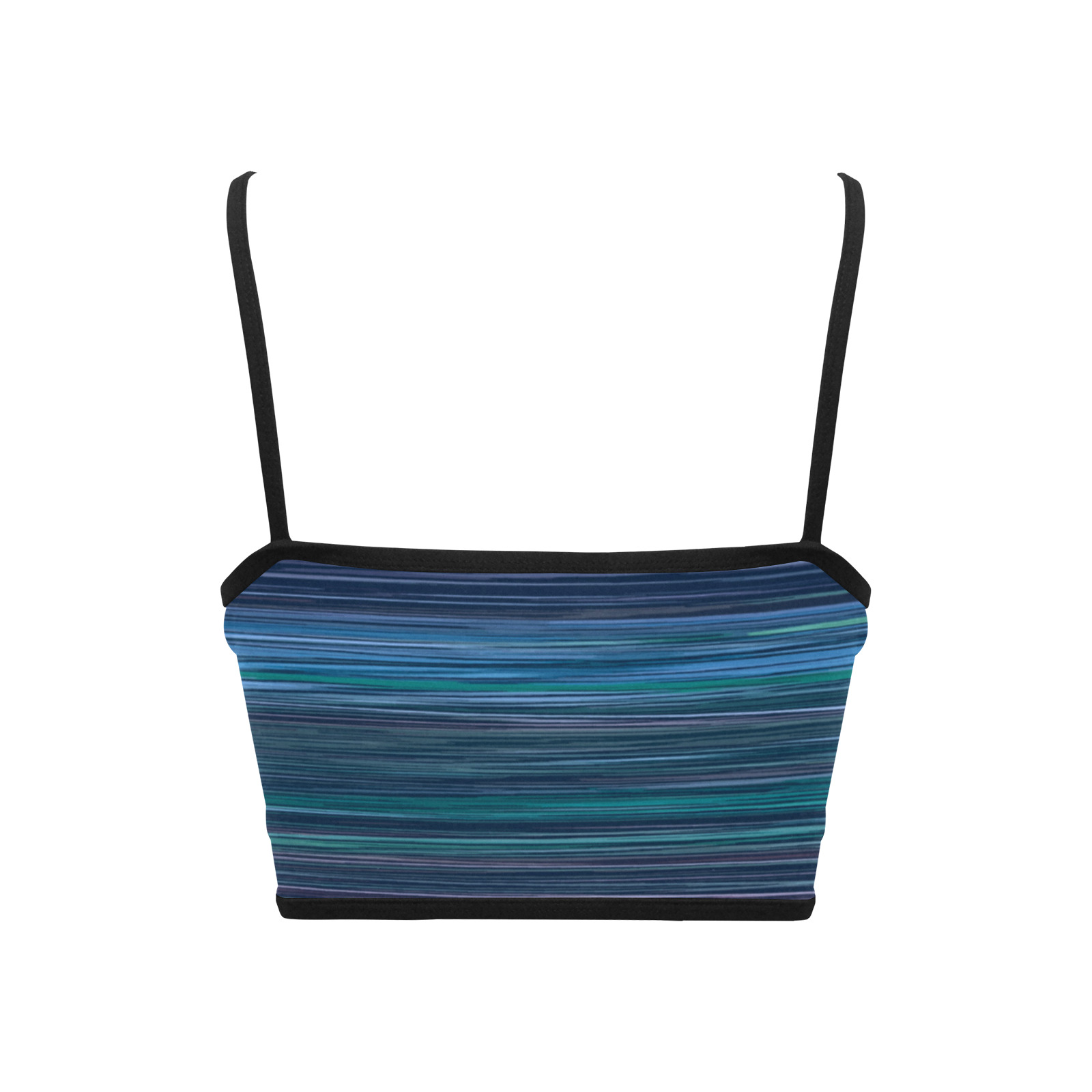 Abstract Blue Horizontal Stripes Women's Spaghetti Strap Crop Top (Model T67)