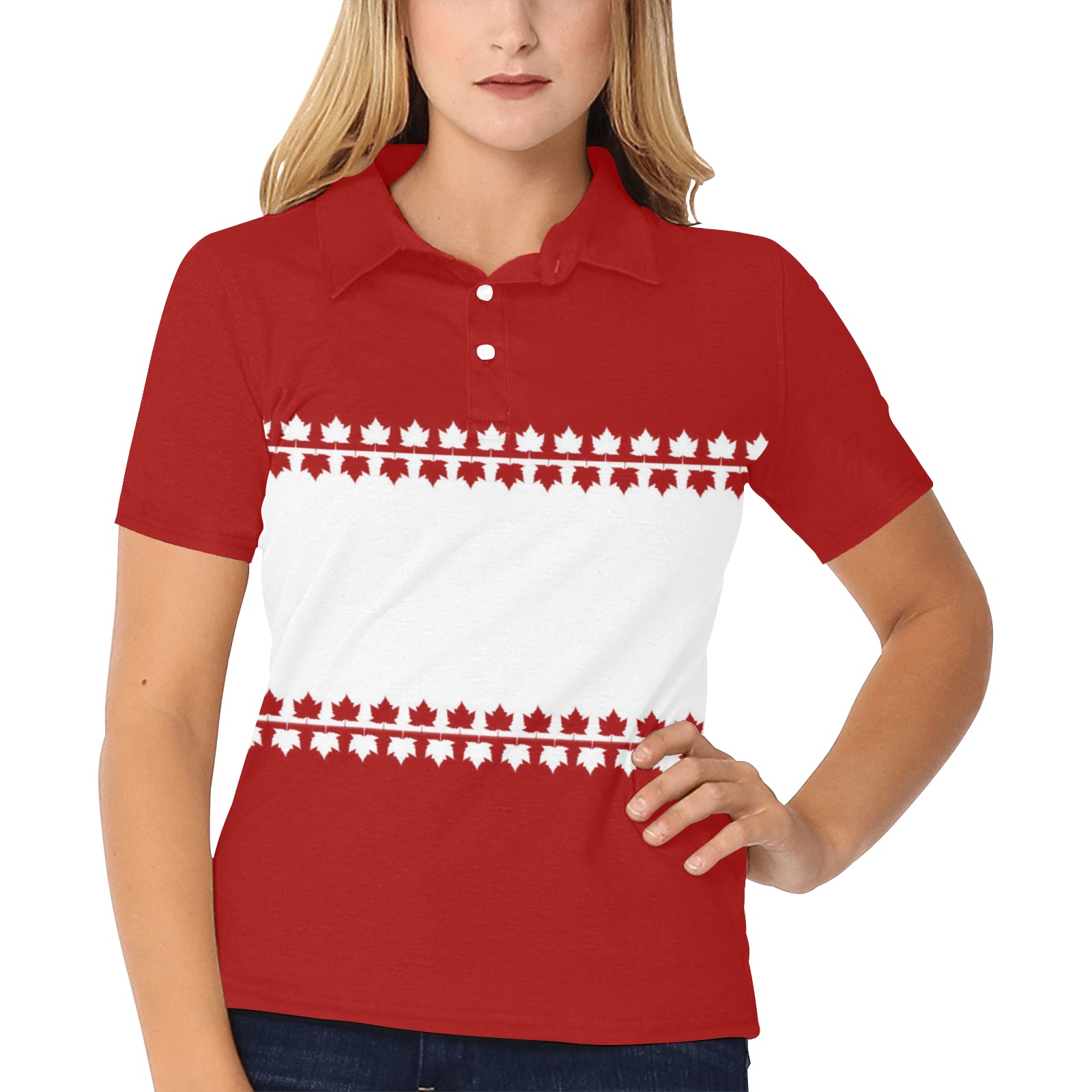 Classic Canada Team Golf Shirts Women's All Over Print Polo Shirt (Model T55)