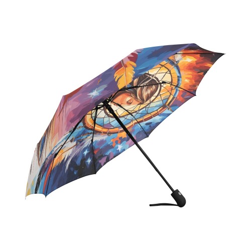 Dreaming woman inside a dreamcatcher colorful art. Auto-Foldable Umbrella (Model U04)