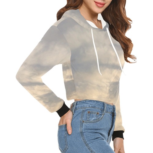 Cloud Collection All Over Print Crop Hoodie for Women (Model H22)