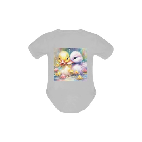Rainbow Birds Ducks 4 Baby Powder Organic Short Sleeve One Piece (Model T28)