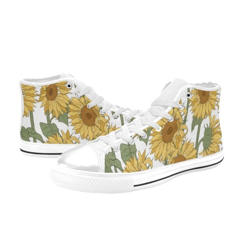 Sunflowers Women's Classic High Top Canvas Shoes (Model 017)
