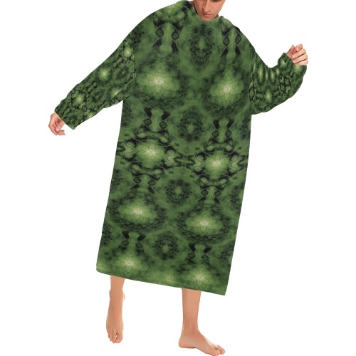 Nidhi decembre 2014-pattern 7-44x55 inches-green 2 Blanket Robe with Sleeves for Adults