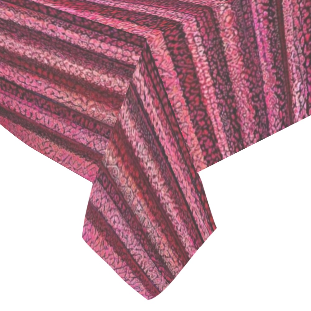 burgundy striped Cotton Linen Tablecloth 60"x 84"