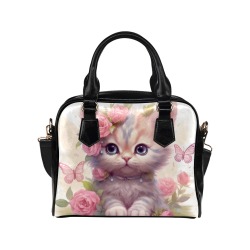 Floral Kitty Shoulder Handbag (Model 1634)