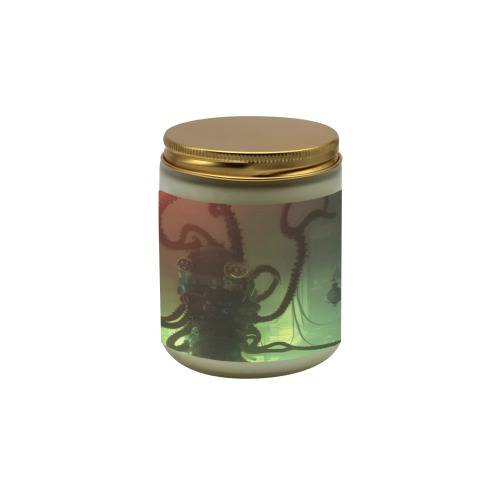 Steampunk Octopus Frosted Glass Candle Cup - Large Size (Lavender&Lemon)