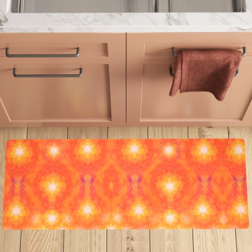 Nidhi decembre 2014-pattern 7-44x55 inches-orange Kitchen Mat 48"x17"