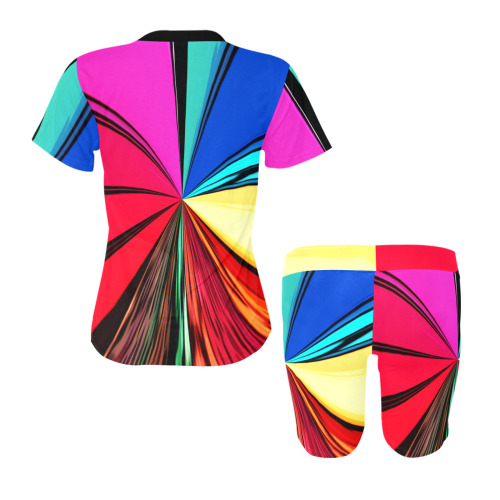 Colorful Rainbow Vortex 608 Women's Short Yoga Set