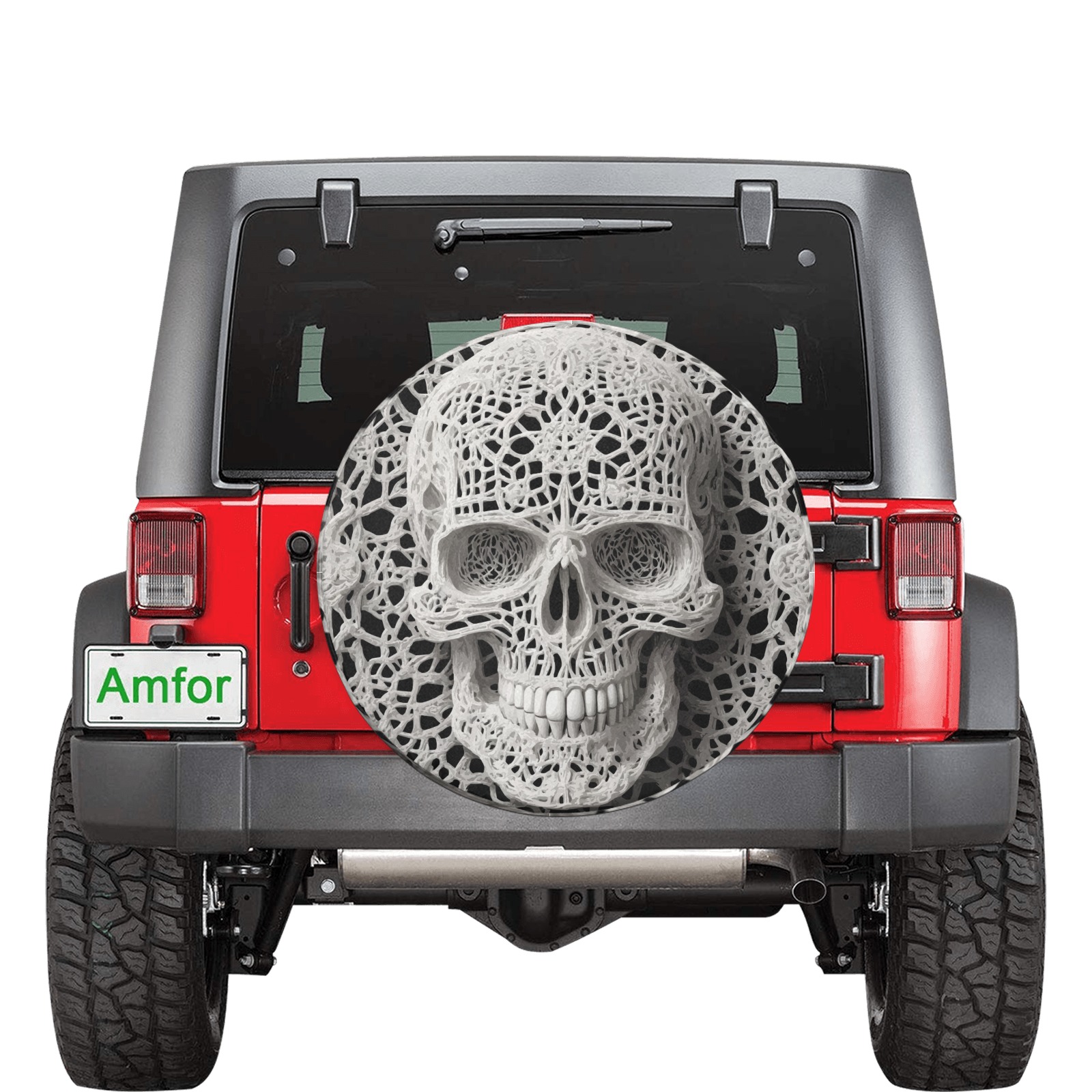 Funny elegant skull made of lace macrame 34 Inch Spare Tire Cover