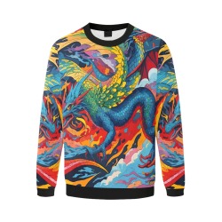 Stunning colorful dragons. Fantasy abstract art. Men's Oversized Fleece Crew Sweatshirt (Model H18)