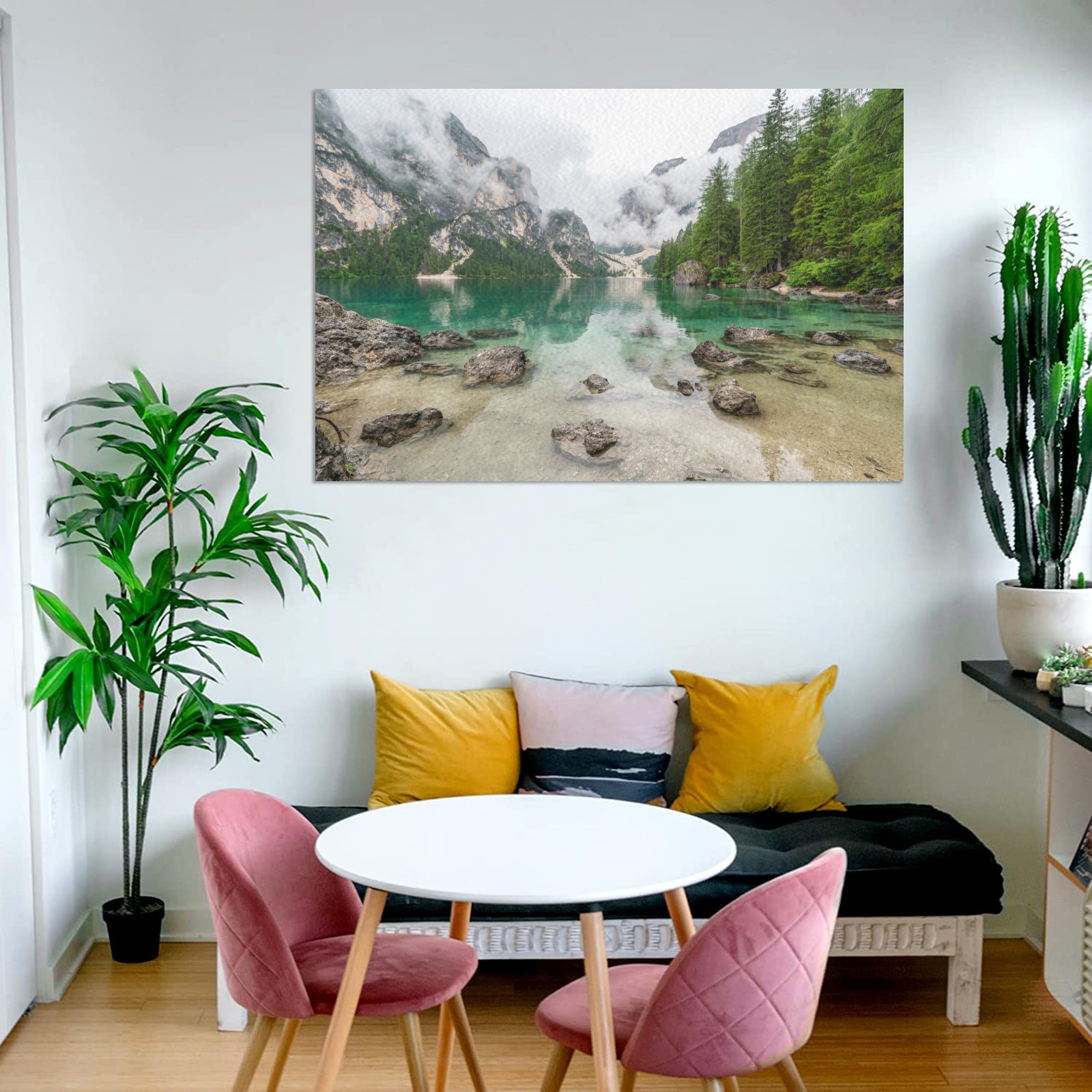 Mountain river Frame Canvas Print 48"x32"