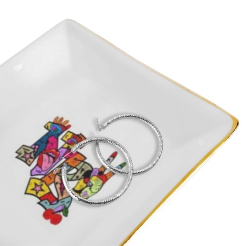 NB Pop Art by Nico Bielow Square Jewelry Tray with Golden Edge