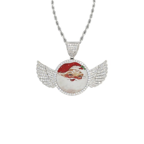 bb gg55678 Wings Silver Photo Pendant with Rope Chain