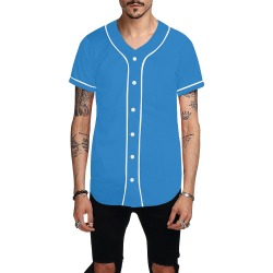 Plain American Blue All Over Print Baseball Jersey for Men (Model T50)