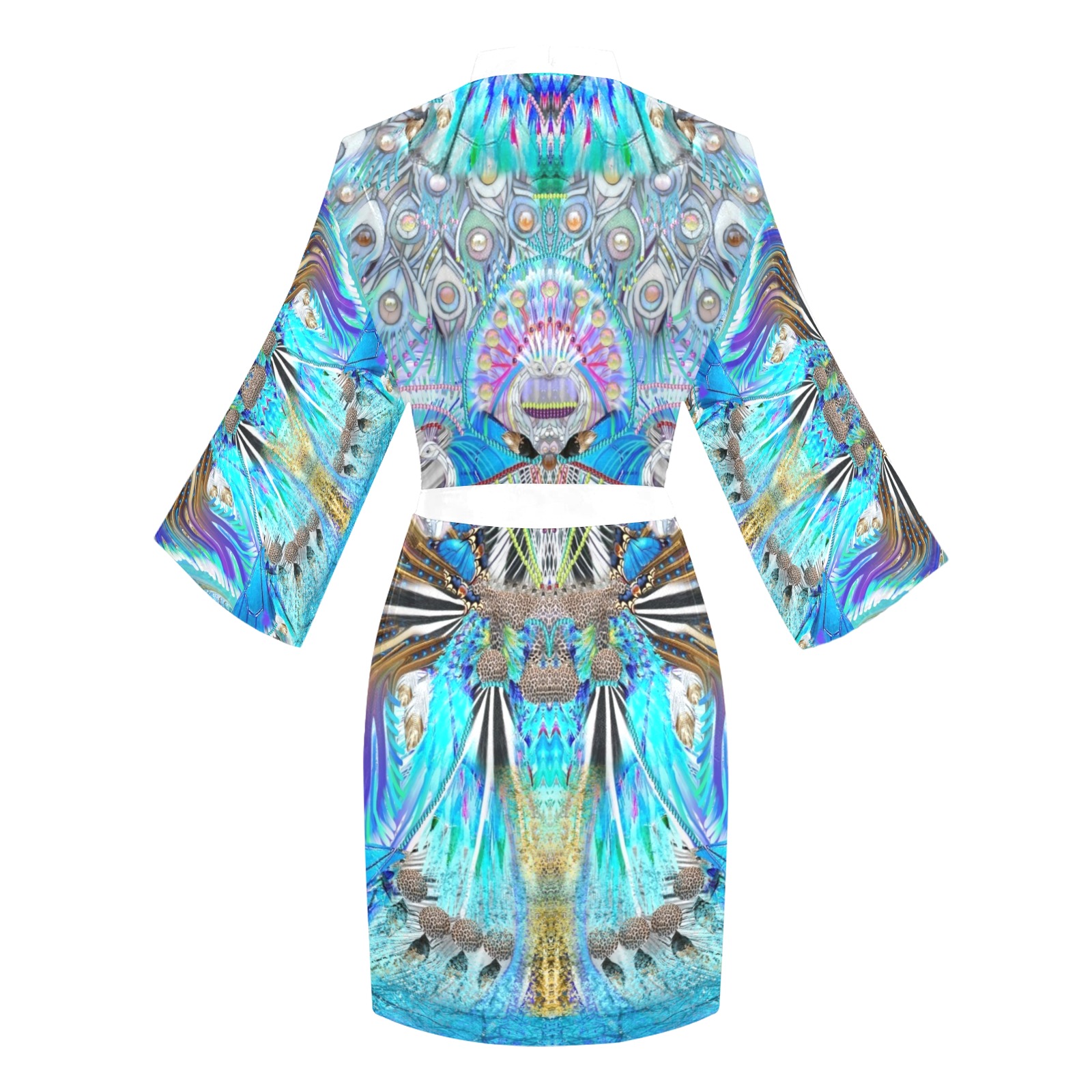 peacock Long Sleeve Kimono Robe