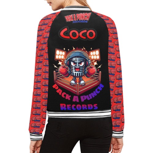 Coco All Over Print Bomber Jacket for Women (Model H21)