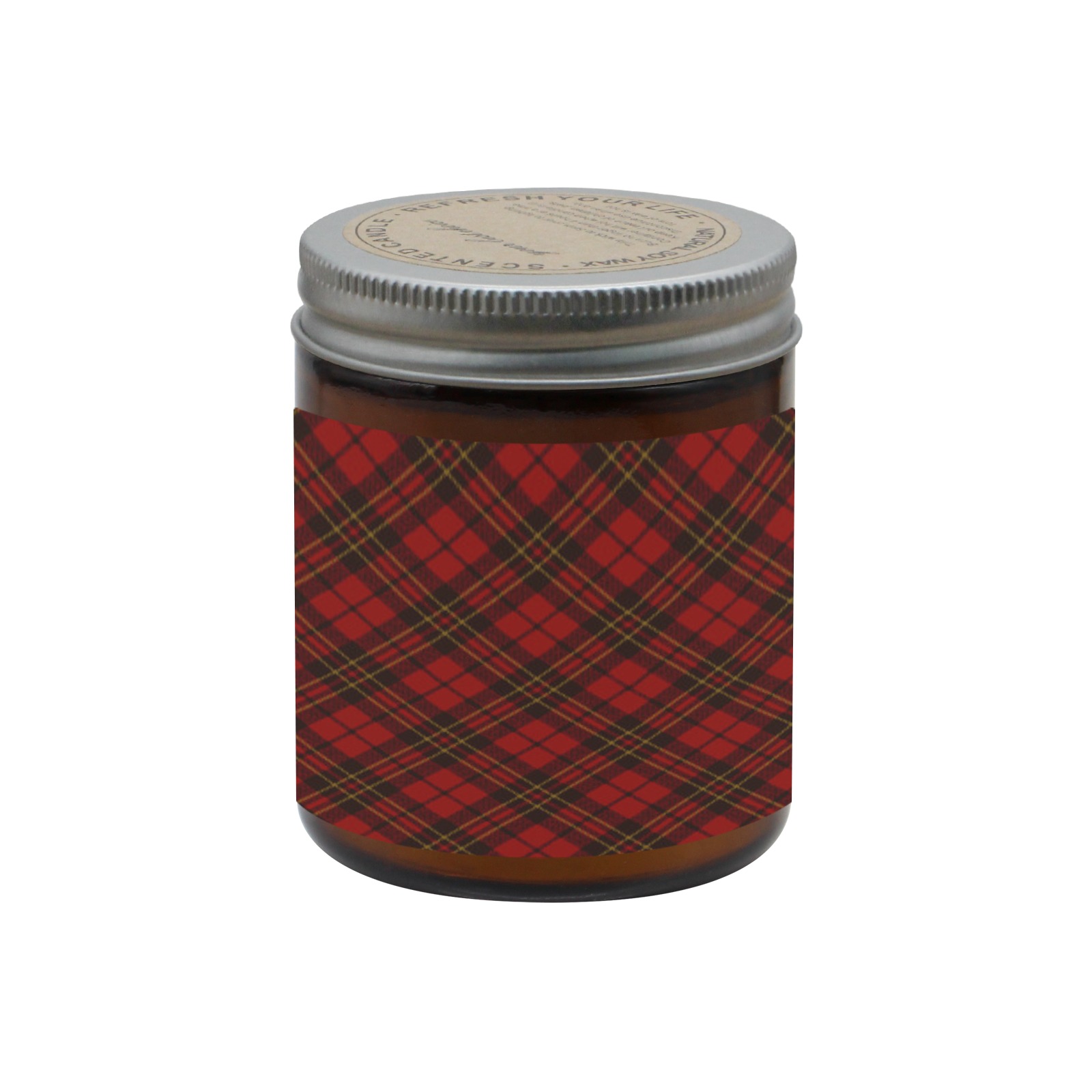 Red tartan plaid winter Christmas pattern holidays Tawny Candle Cup - Large Size (Rose Sandal)