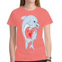 Dolphin Love Coral New All Over Print T-shirt for Women (Model T45)
