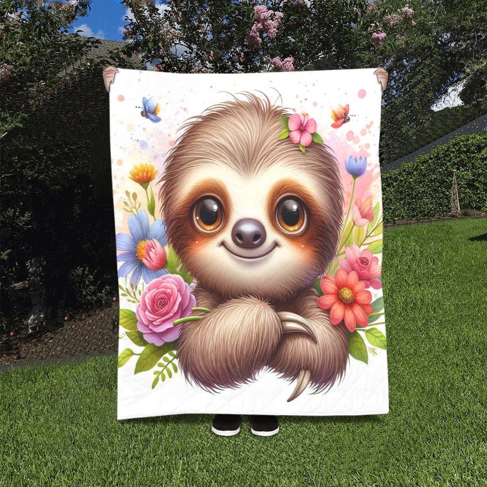 Watercolor Sloth 4 Quilt 40"x50"