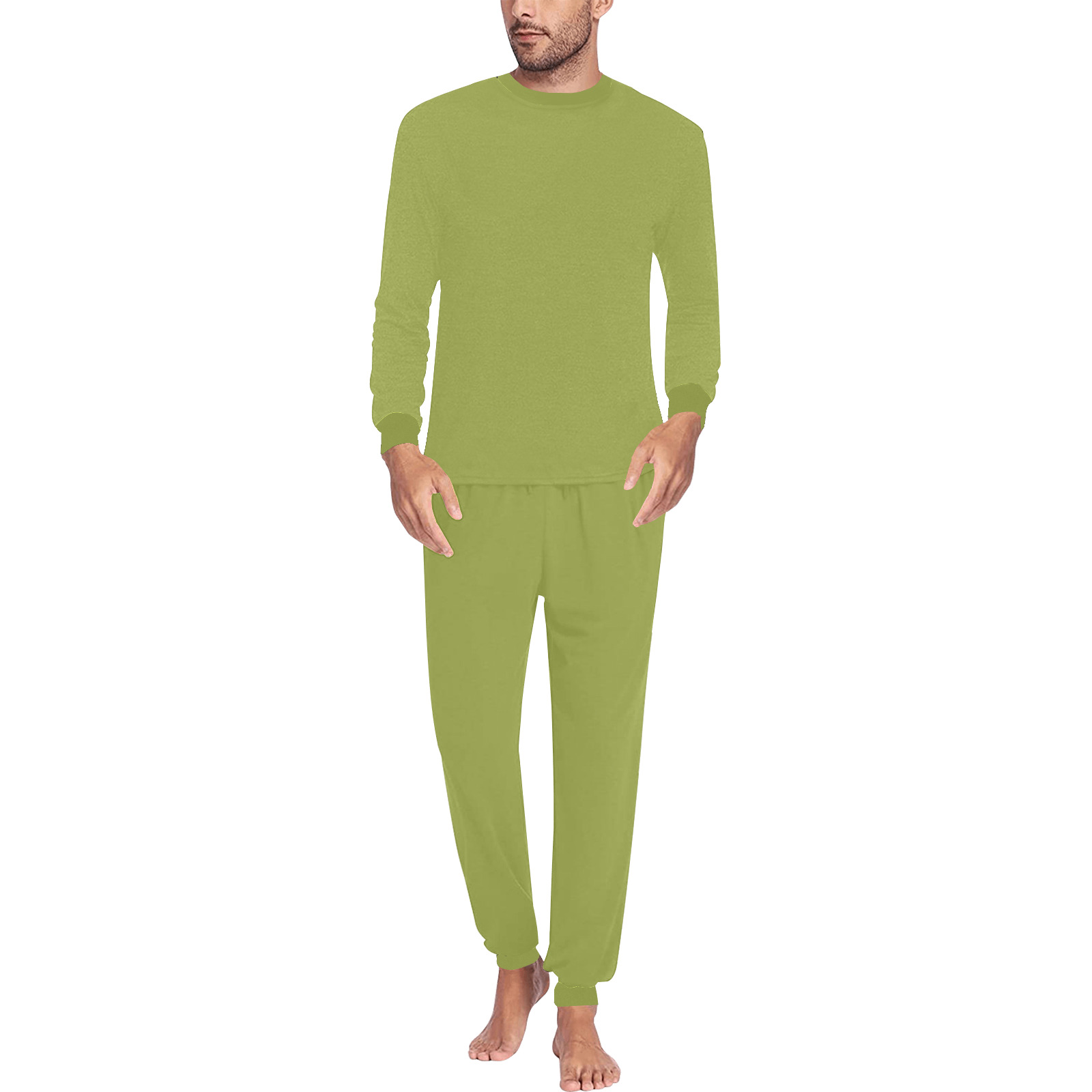 GREEN Men's All Over Print Pajama Set with Custom Cuff