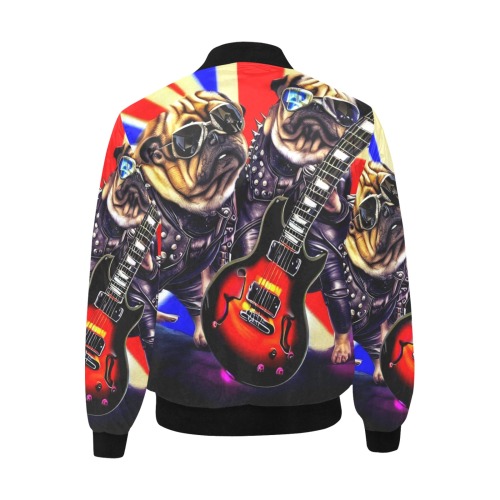 HEAVY ROCK PUG 3 All Over Print Quilted Bomber Jacket for Men (Model H33)