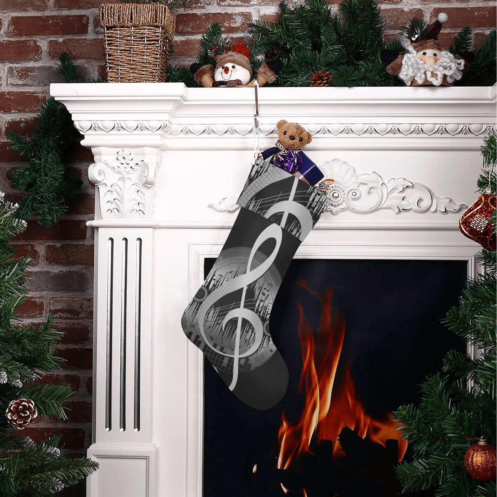 Delightful Tune - Silver Christmas Stocking