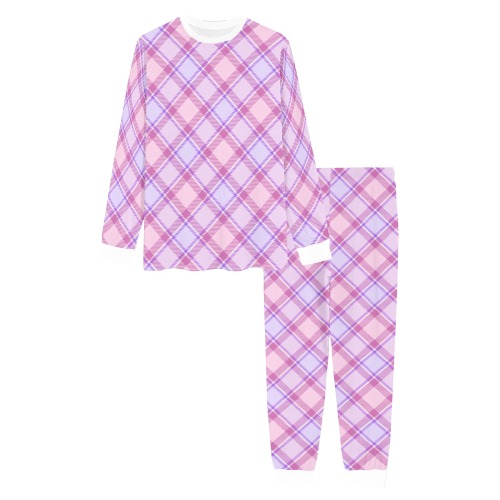 Pastel Baby Girl Plaid Men's All Over Print Pajama Set
