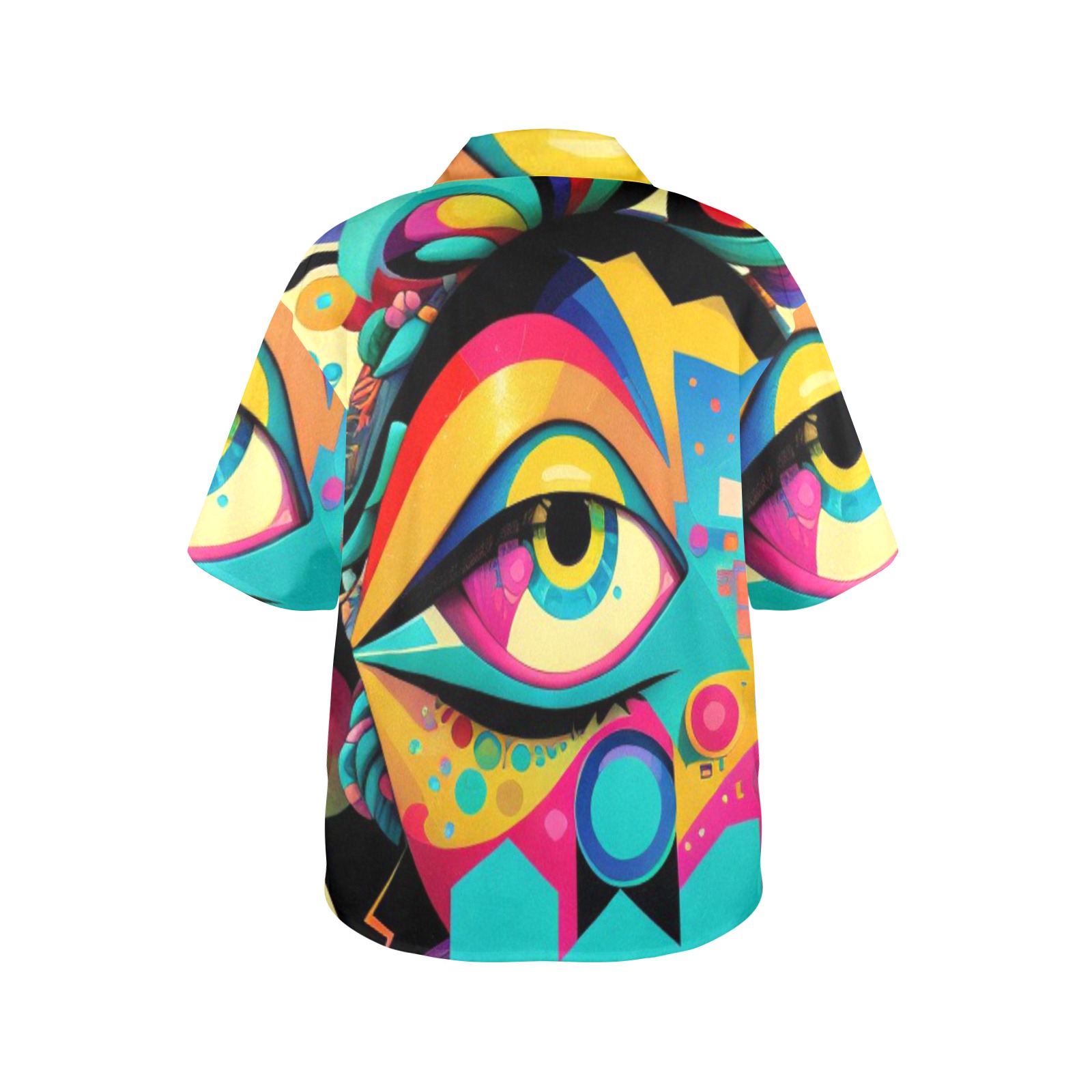 Abstract-Eyes Women's All Over Print Hawaiian Shirt (T58-2)