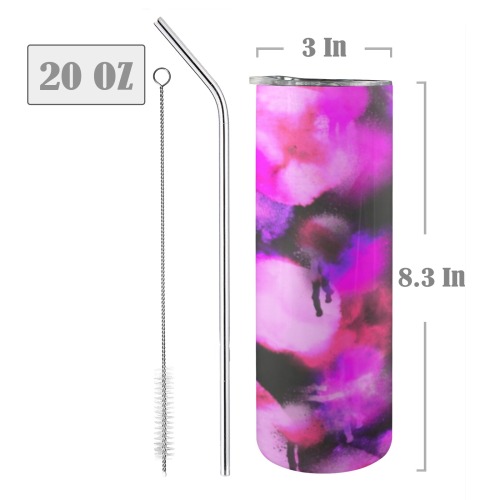 Graffiti dots pink and dark-2 20oz Tall Skinny Tumbler with Lid and Straw