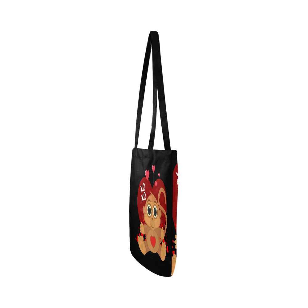 Valentine's Day Monkey Reusable Shopping Bag Model 1660 (Two sides)