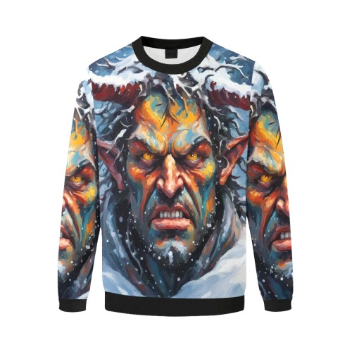 Funny Demon Of Winter Monster Man Four Seasons Men's Oversized Fleece Crew Sweatshirt (Model H18)