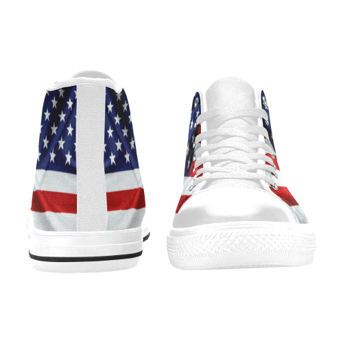 America Flag Banner Patriot Stars Stripes Freedom Women's Classic High Top Canvas Shoes (Model 017)