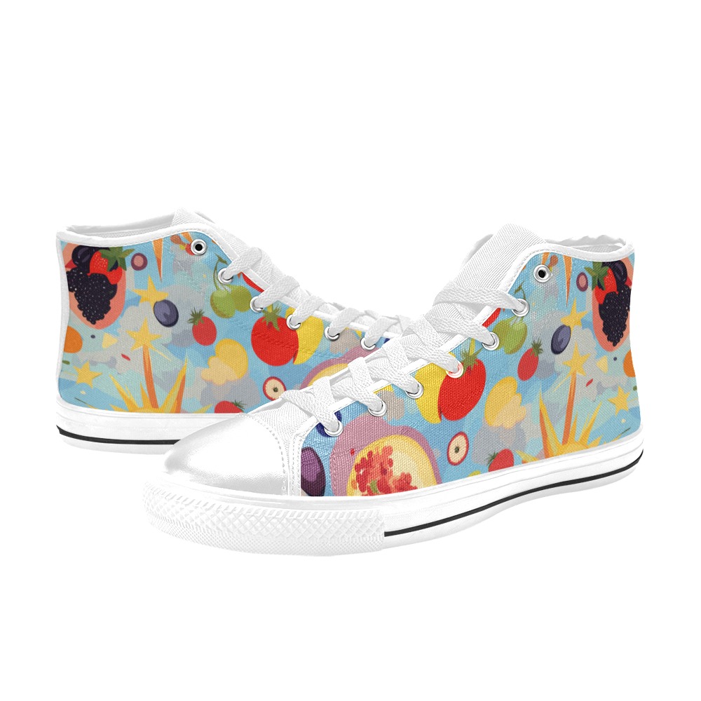 Fantasy fruits, shining suns and stars funny art. Women's Classic High Top Canvas Shoes (Model 017)