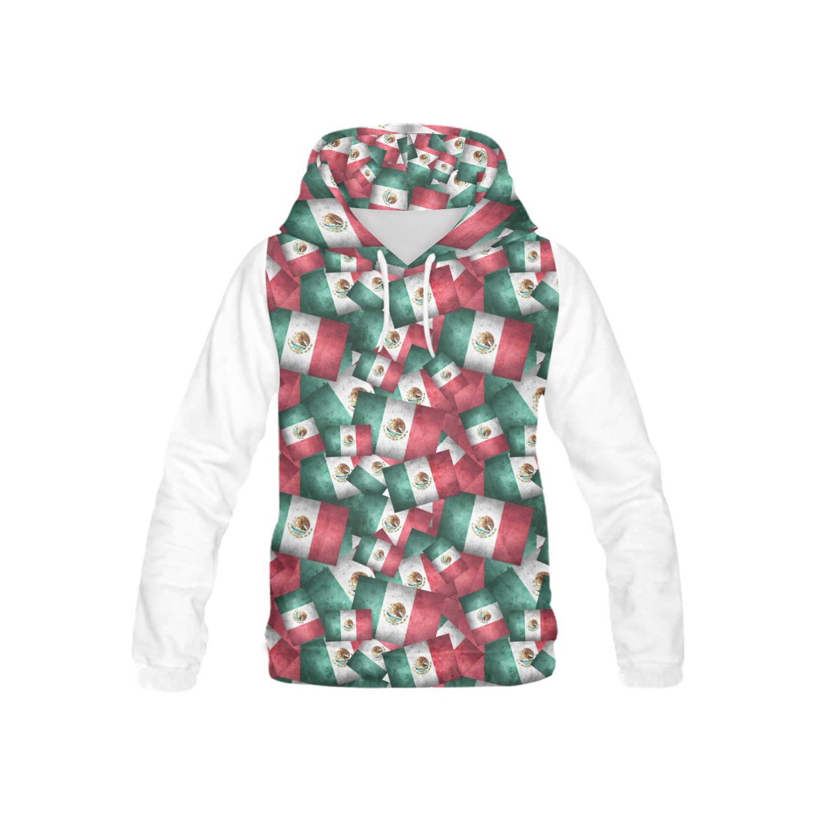 Mexican Pattern - Flags of Mexico  / White All Over Print Hoodie for Kid (USA Size) (Model H13)