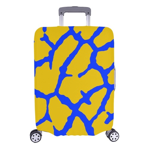 Giraffe Print Yellow Blue Luggage Cover/Large 26"-28"