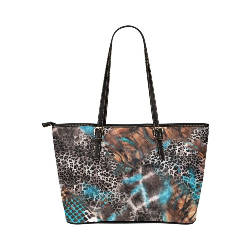 Distressed Animal Print #104 | Leather Tote Bag/Small (Model 1651)