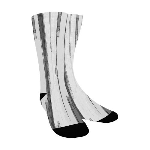 Greyscale Abstract B&W Art Women's Custom Socks