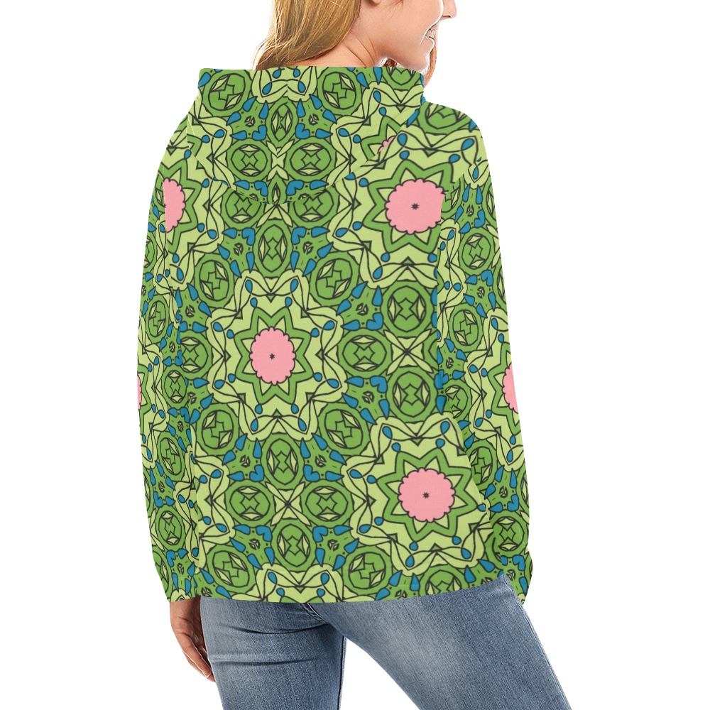 Fractoberry Fractal Pattern 000155WH All Over Print Hoodie for Women (USA Size) (Model H13)